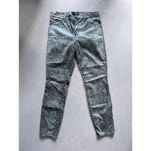KUT from the Kloth Women's 12 Green Snake Print Ankle Skinny Jeans